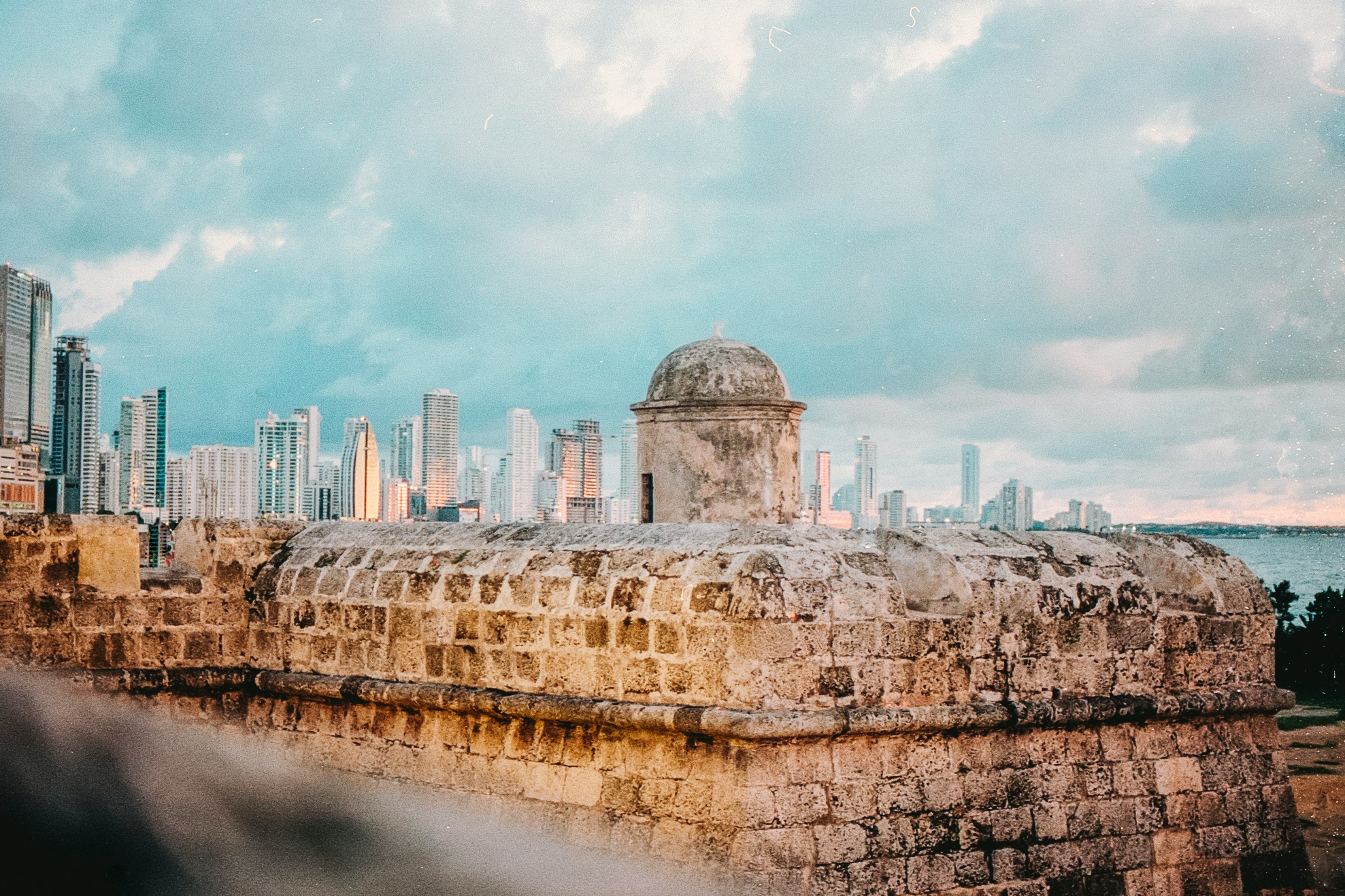 Aerial view of Cartagena de Indias walled city, Colombia